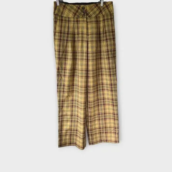 NEW Anthropologie Yellow Wide-Leg Plaid Pants - Size Medium - Picture 6 of 6